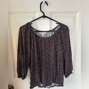 Medium Michael Kors 3/4 sleeve blue shirt with pink flowers